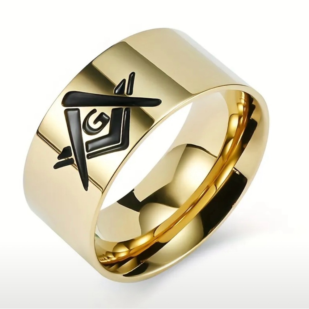 Gold tone Stainless Steel Masonic Ring